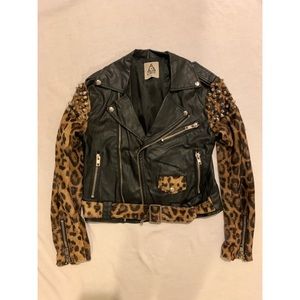 UNIF cheetah and black leather jacket